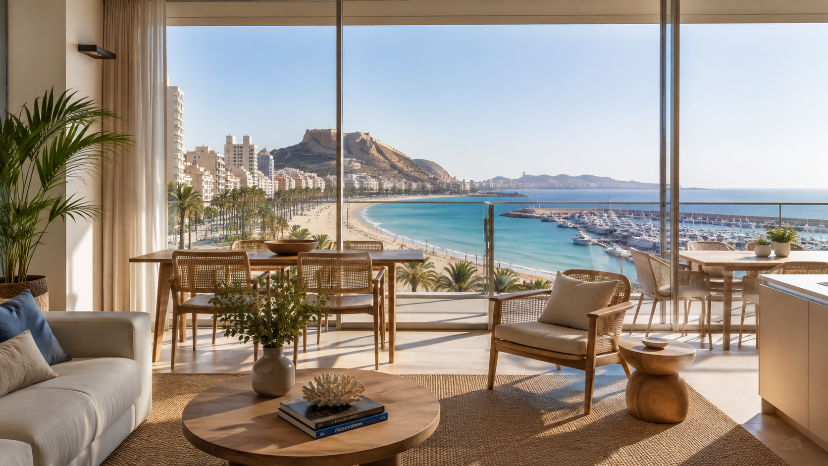 Salón luminoso con vistas al litoral de Alicante